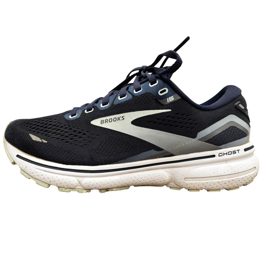 Brooks Ghost 15 Running Shoes Womens Navy Blue White Sneakers